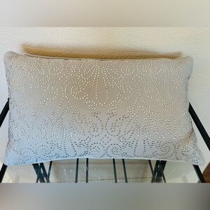 Thro By Marlo Lorenz Juliana Egret Silver Studded Damask Pillow